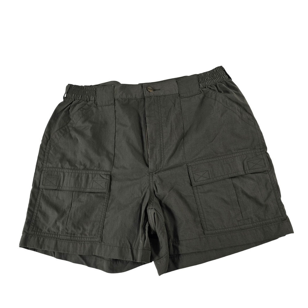 LL Bean Mens Cargo Shorts Olive Green Nylon Utility Hiking Shorts Size 35 0FX01